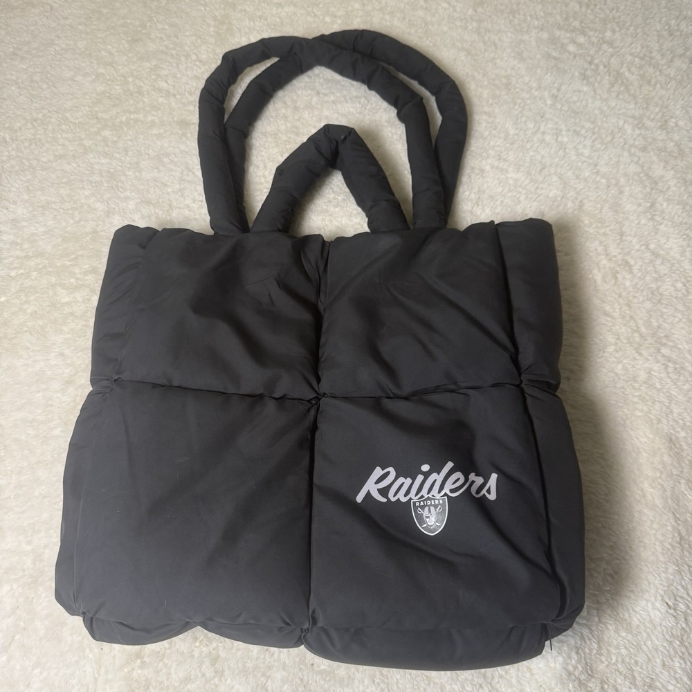 NFL Las Vegas Raiders Puff Tote Bag - Black. from LOGO BRANDS, NEW WITH TAG